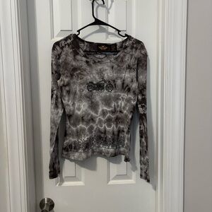 100th anniversary Harley-Davidson Women's Brown Tie-Dye Long Sleeve Tee XS